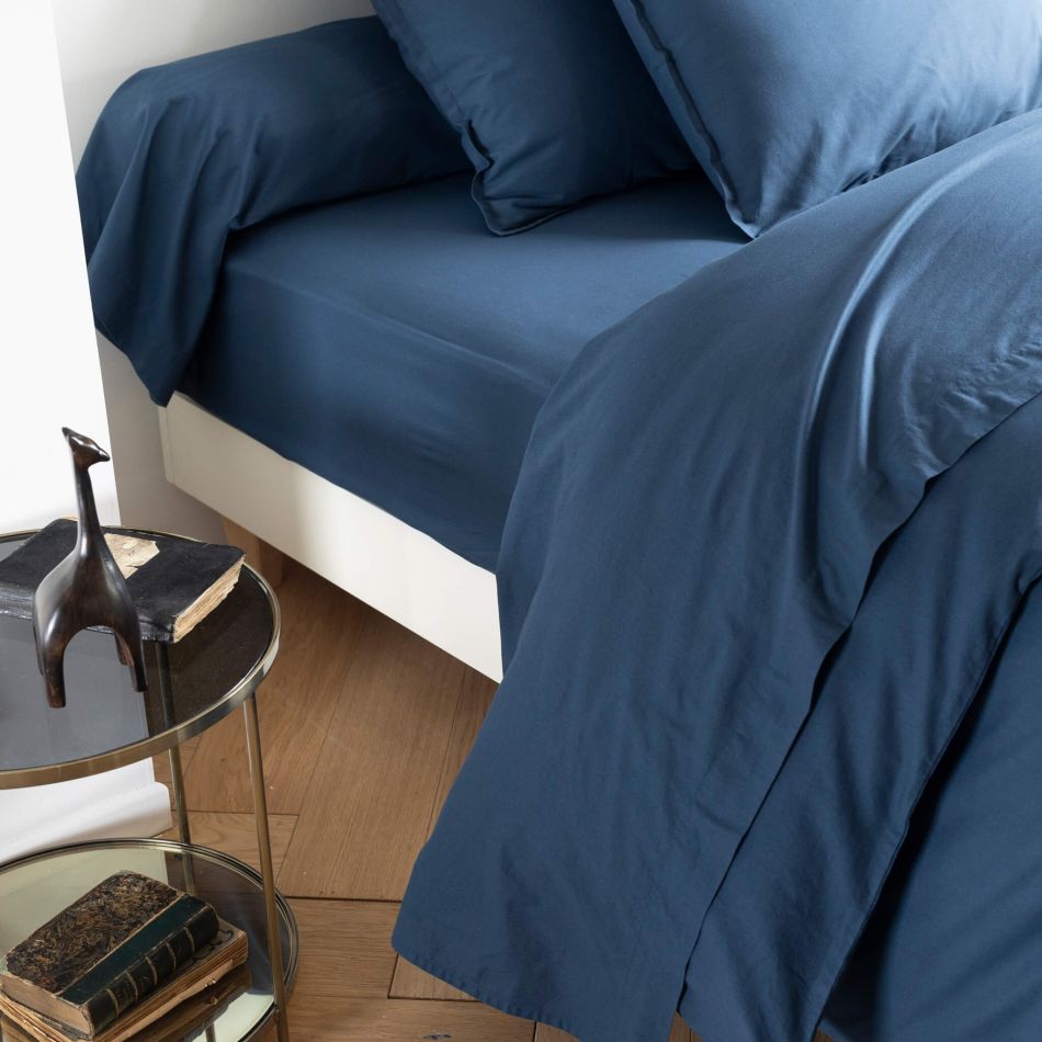 Drap Plat Paduana Bleu Foncé 160 X 270 Cm - Lit 90 Cm