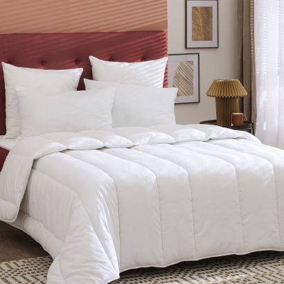 Pack couette hiver 550g  + oreiller éco naturel moelleux 60x60