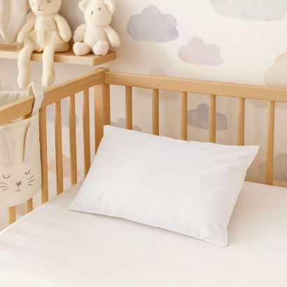 Oreiller bébé anti-acariens enveloppe percale 