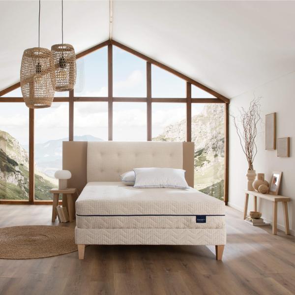 Ensemble matelas naturel ressorts et latex naturel, sommier et pieds Aube 600 - SOMEO