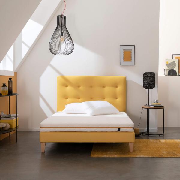 Ensemble matelas mousse, sommier, pieds, tête de lit, couette et oreiller Aurore 200 - SOMEO DAS