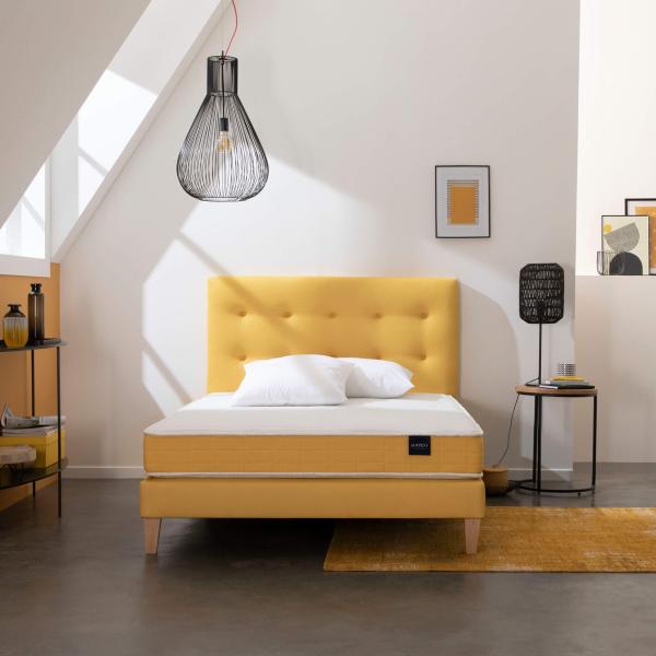 Ensemble matelas mousse, sommier, pieds, couette et oreiller Aurore 400 - SOMEO DAS