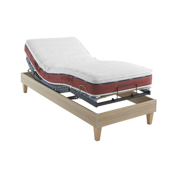 Ensemble matelas relaxation 100% latex, sommier TPR, pieds Crépuscule 600 - SOMEO DAS