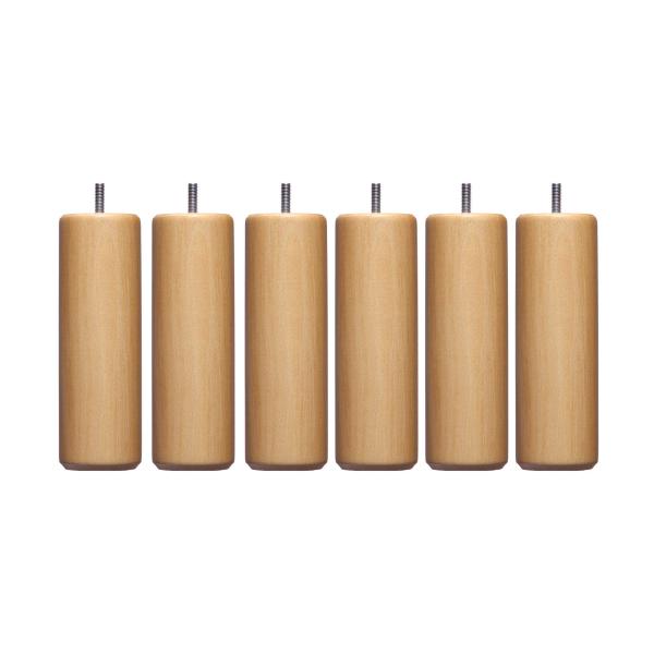 6 pieds cylindriques bois 15 cm naturel DAS