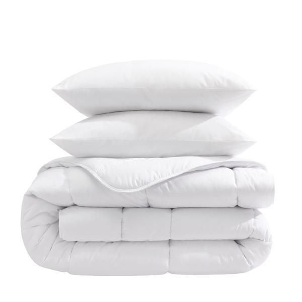 Pack couette mi-saison 350g et oreiller éco naturel moelleux enveloppe coton bio Someo DAS